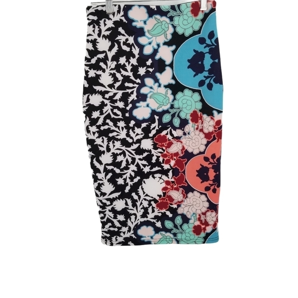 Sequins Hearts Bright Floral Pencil Skirt Size S